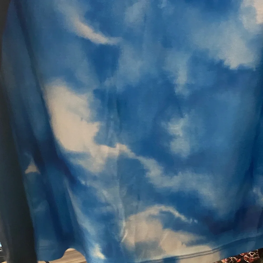 Old Navy Blue and Black Tie-Dye Raglan Swim Shirt